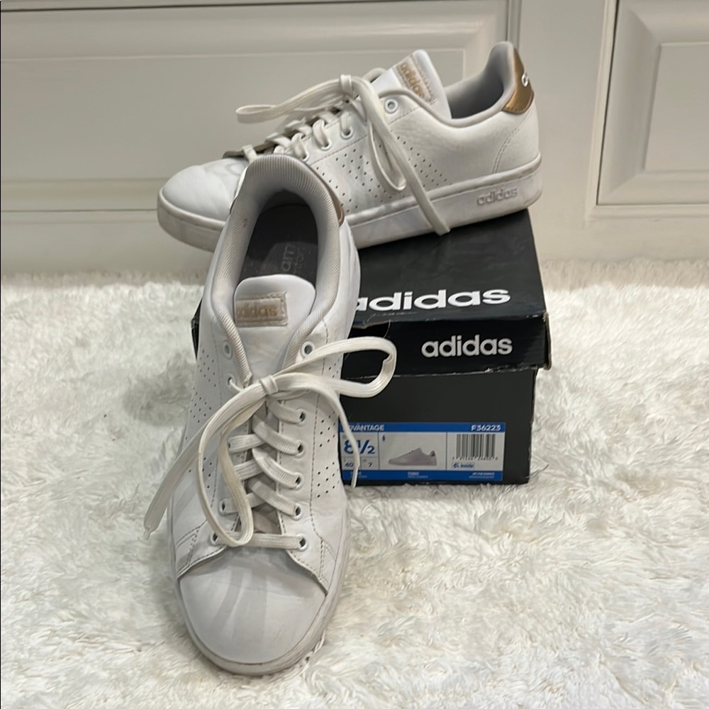 Adidas White and Gold Casual Sneakers- goes with everything and very comfortable